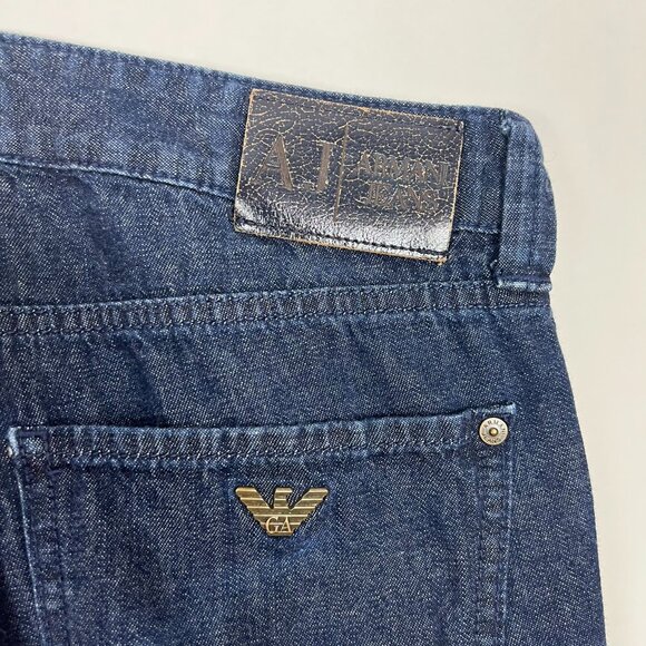 AJ Armani Jeans Women's Size 31 Dark Blue Wash Mid Rise Straight Leg Denim - Picture 4 of 16